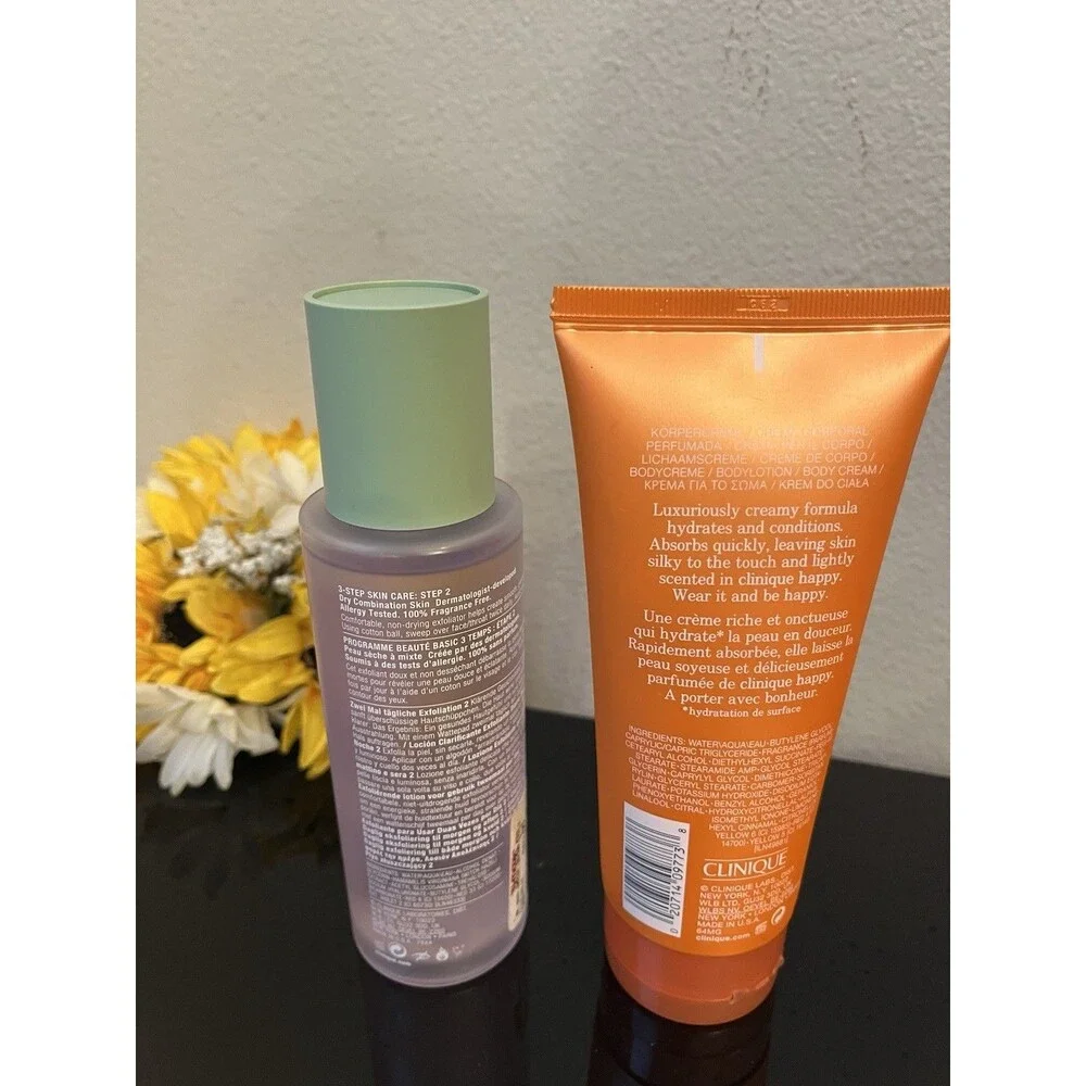 Clinique Clarifying Lotion 2 & Clinique Happy Body Cream Duo Set 6.7oz BRAND NEW